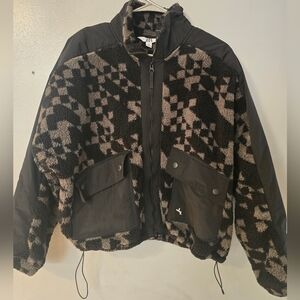 JoyLab Black and Gray Fleece Jacket Womans Size M